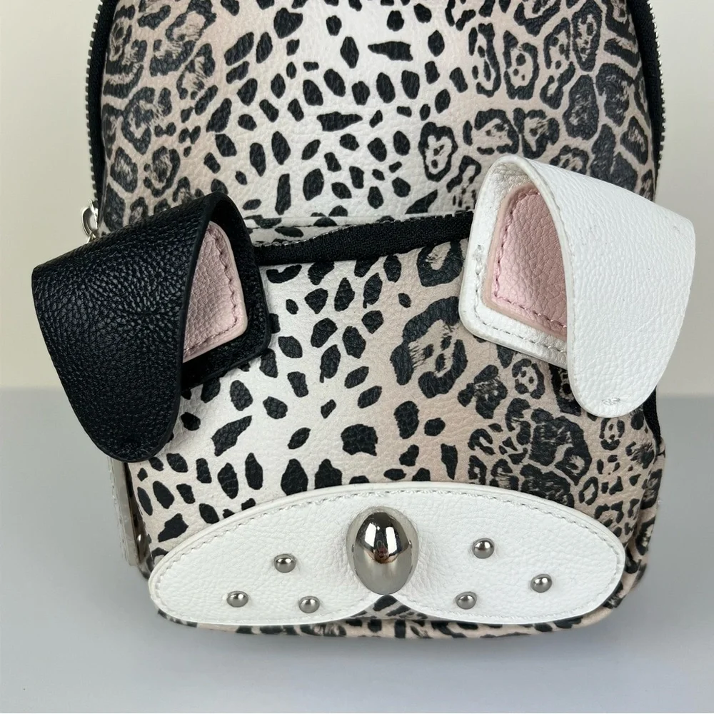 Betsey Johnson | French Bulldog Oatmeal Black & White Animal Print Mini Backpack